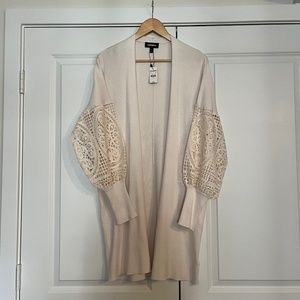 Express Lace Balloon Sleeve Sweater - Cream/Small